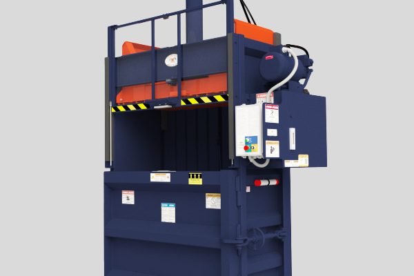 Cardboard balers for South Florida businesses: a vertical baler with finished cardboard bales