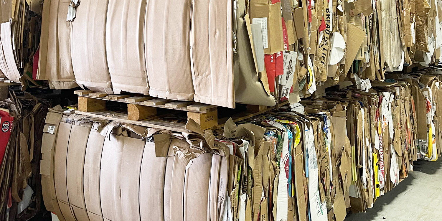 Cardboard Recycling Miami Commercial recycling in Broward County: baled cardboard collected from a South Florida business