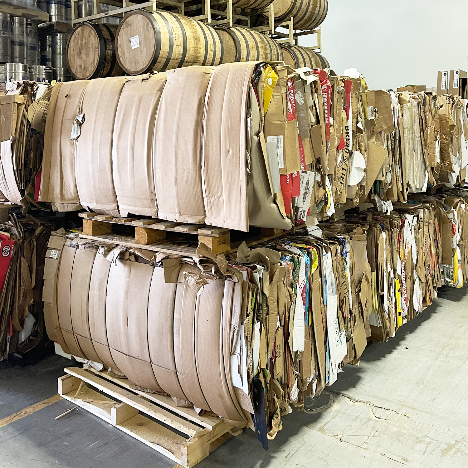 Cardboard Recycling Miami Commercial recycling in Broward County: baled cardboard collected from a South Florida business