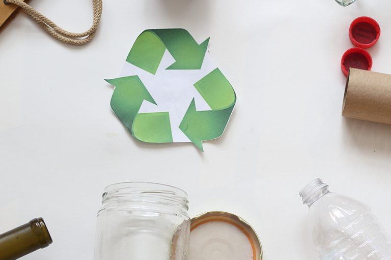 Waste minimization program for South Florida businesses: sorted cardboard and plastics ready for recycling